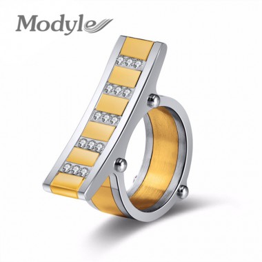Modyle 2018 New Women Men 316L Stainless Steel AAA Zircon Silver Gold Color Ring For Women Finger Trendy Jewelry