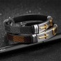 Modyle 2018 New Fashion Brown&Black PU Leather Bracelets Bangles for Men and Women Retro Cross Charm Bracelets