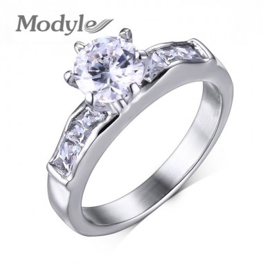 New Hot CZ Engagement Stainless Steel Ring AAA Cubic Zirconia Wedding Ring For Women