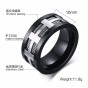 Modyle Black Punk Men Ring 10mm Wide Fashion Stainless Steel Cross Charm Wedding Rings for Men