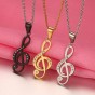 Modyle Musical Note Pendant Necklace Men Jewelry Trendy Gold/Black Plated CZ Stone Necklace