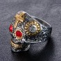 Modyle Stainless Steel men's Gothic gold Carving kapala Skull Ring Biker Hiphop rock Jewelry For man