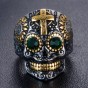 Modyle Stainless Steel men's Gothic gold Carving kapala Skull Ring Biker Hiphop rock Jewelry For man