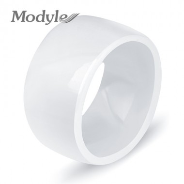 Modyle Fashion Jewelry Women Ring White and Blue Ceramic Rings For Women Men Big Wedding Ring