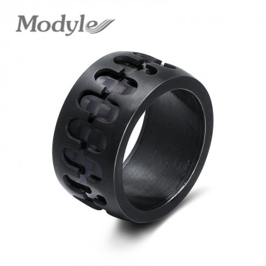Modyle Black Punk Rock Ring Men Stainless Steel Ring wholesale Jewelry Unique Design Cool Party Gifts
