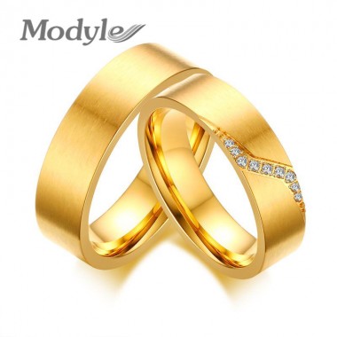 Modyle 2017 CZ Stones Path Design Wedding Rings for Women Men Gold-color Ring Alliance Anniversary Band Bijoux Gift