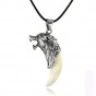 Men Antique Silver Tribal Stark Wolf Fang Tooth Pendant Necklace Vintage Wolf Tooth Dragon Alloy Pendant Necklace jewellery