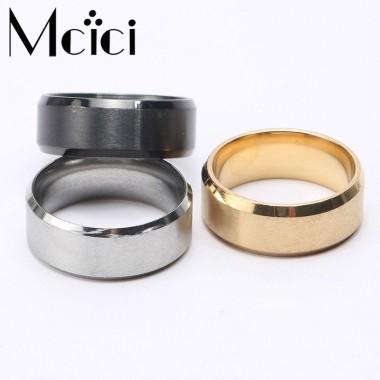 6mm Wide Ring Men Charming High Quality 3 Colors Black Gold Silver Color Stainless Steel Male Rings Fashion Jewelry Accessories