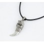 Men Antique Silver Tribal Stark Wolf Fang Tooth Pendant Necklace, Vintage Wolf Tooth Dragon Alloy Pendant Necklace