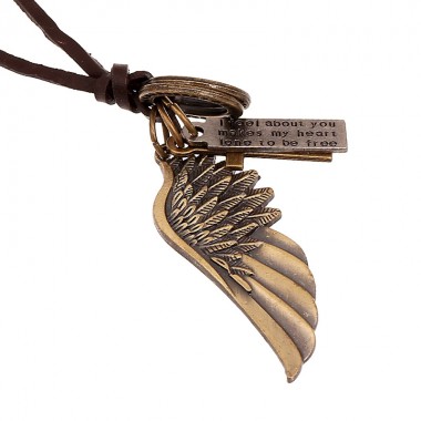 1PC Angel Wing Cross Necklace Women Biker Jewelry Gifts Mens Leather Charms Necklaces & Pendants Choker Collier Kolye Collares