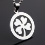 Lucky Womens Choker Necklace Round Four Leaf Necklace Stainless Steel Men Circle Flower Necklaces & Pendants Collares Bijouterie