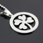 Lucky Womens Choker Necklace Round Four Leaf Necklace Stainless Steel Men Circle Flower Necklaces & Pendants Collares Bijouterie