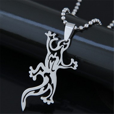 Steampunk Gecko Anime Pendant Stainless Steel Necklaces & Pendants Ball Chain Women Men Jewelry Fashion Gothic Choker Necklaces