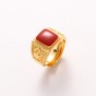 New Free Size Black Square Gem Gold Ring Men Jewelry Gold Filled Classic Men Finger Ring Male Wide 3D Goose Red Gem Men Ring