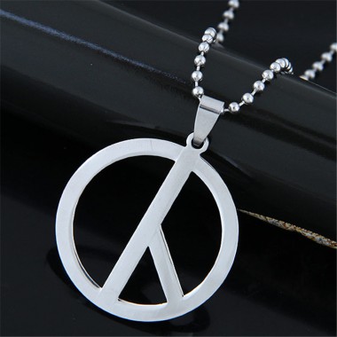 Round Peace Symble Design Necklaces & Pendants Sliver Color Stainless Steel Choker for Women Men Jewelry Gifts for the New Year