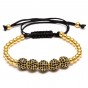 New Charm Ball Bracelets & Bangles Braiding Macrame Men Bracelets Pave Black CZ Ball Connector Jewelry  Beads DIY Men Bracelet