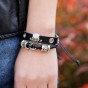 Skull Charms Leather Bracelets for Women Men Wrap Wristband Gothic Punk Bangle Bracelet For Boyfriend & Girlfriend Jewelry Gift