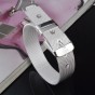 Fashion Wide Statement Belt Silver Plated Bracelet for Women Men Couple Bracelets&Bangles Pulseras Jewelry Valentine's Day Gift
