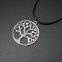 Classic Silver Color Tree of Life Pendant Necklaces For Men Women Round Shape Rope Choker Collares Christmas Necklace Jewelry