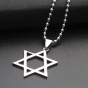 Silver Color Stainless Steel Statement Necklace Hexagonal Star Charm Pendant Necklace Chain for Men Women Jewelry New Year Gifts