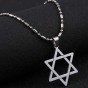 Silver Color Stainless Steel Statement Necklace Hexagonal Star Charm Pendant Necklace Chain for Men Women Jewelry New Year Gifts