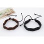 Cool Fashion vintage Double Layer Twisted Leather Bracelet hand-rope strap casual leather bracelet for men & women