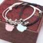 4pcs Romantic Cute Bear Couple Bracelet Lovers Men Women Jewelry Stainless Steel Beauty Metal Bracelets Gifts Pulseira Masculina