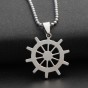 Men Bijoux Vintage Anchor Spider Compass Necklace Pendant for Women Leather Rope Chain Pirate Round Necklaces Collares Jewelry