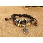 Charms Leather Bracelets & Bangles For Men and Women Alloy Leaf Bracelet Cuff Black and Brown Braided Rope Fashion Man Jewelry