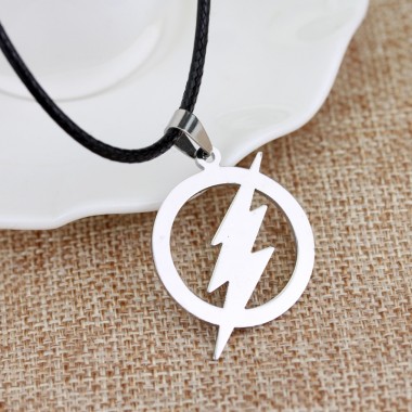 Thunder Lightning Choker Necklace Leather Charm Women Men 's Chain Flash Necklaces&pendants Stainless Steel Jewelry Gift