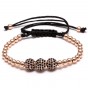 2017 New Men Bracelets Gold Color Beads& Micro Pave Black CZ Beads Anil Arjandas Braiding Macrame Bracelet Women Men Jewelry