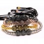 2017 New Men Bracelets Gold Color Beads& Micro Pave Black CZ Beads Anil Arjandas Braiding Macrame Bracelet Women Men Jewelry