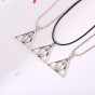 Hot Fashion film Vintage Retro Geometry Triangle Circular Pendant Necklaces Women Men Metal Pendant long Leather Chain Necklace