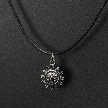New Arrived Jewelry Black Choker Necklace with Sunshine Buddha Leather Chain Necklace Pendant for Women Men Party Accessories