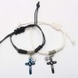 2PCS Handmade Braided Couple Bracelet Crystal Blue Black Cross Beads Bracelets for Women Men Lovers Gifts Pulseira Feminina