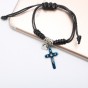 2PCS Handmade Braided Couple Bracelet Crystal Blue Black Cross Beads Bracelets for Women Men Lovers Gifts Pulseira Feminina