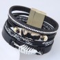 Vintage Alloy Leaves Wide Magnetic Leather bracelets & bangles Multilayer Handmade Bracelets  Unisex Jewelry for Women Men Gift
