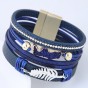 Vintage Alloy Leaves Wide Magnetic Leather bracelets & bangles Multilayer Handmade Bracelets  Unisex Jewelry for Women Men Gift
