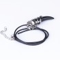 2018 Euro American Fashion Vintage Alloy Wolf Tooth Crystal Leather Strap Choker Necklace for Women & Men