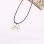 New Vintage Silver Metal Wild Free Letters Round Pendant Choker Necklace For Women Men Silver Necklace Trendy Jewelry Bijoux