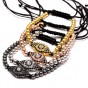 Punk Design Turkish Eye with 4 Colors Copper Beads Bracelets for Men Women Braided Macrame Pave CZ Hand Eye Bracelets