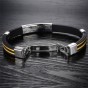 Modyle Fashion Vintage Man Jewelry Cross Bible Design Wire Rope Stainless Steel Bangles Men Silicone Bracelet