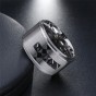 Modyle New Black Cubic Zirconia Big Cross Jewelry Silver Color Punk Rock Stainless Steel Finger Ring for Men