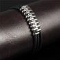 Modyle Three Layers Silicone Man Bracelet Stainless Steel Rubber Wristband Charm Bracelets Men Jewelry Accessories