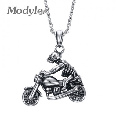 Modyle New Punk Men Skull Pendant Necklace Fashion Ghost Rider Necklace Cool Skeleton Necklace Men Jewelry