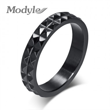 Mordern black angular rings for women titanium steel bright rings men ring jewelry