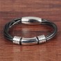 Modyle New Arrival Fashion Men Jewelry Punk Style Twisted Braided Leather Rope Bracelet Stainless Steel Magnetic Clasp Wristband
