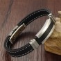 Modyle Black Genuine Silicone Man Bangles Fashion Stainless Steel Clasp Men Jewelry Vintage 13MM Width Accessories