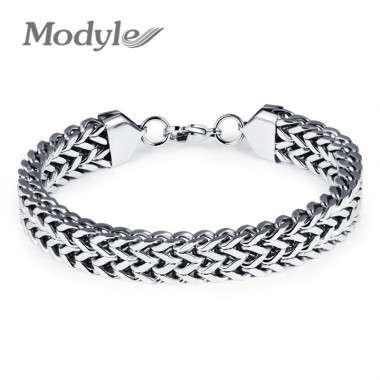 Modyle Man's Bicycle Bracelets Casual Stainless Steel Double Layer Motorcycle 12mm Width 23.5cm Long Sports Men Jewelry