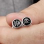 Modyle Brand Buttons Unisex Stud Earrings Metal Skeleton Round Men Women High Polished Stainless Steel Jewelry
